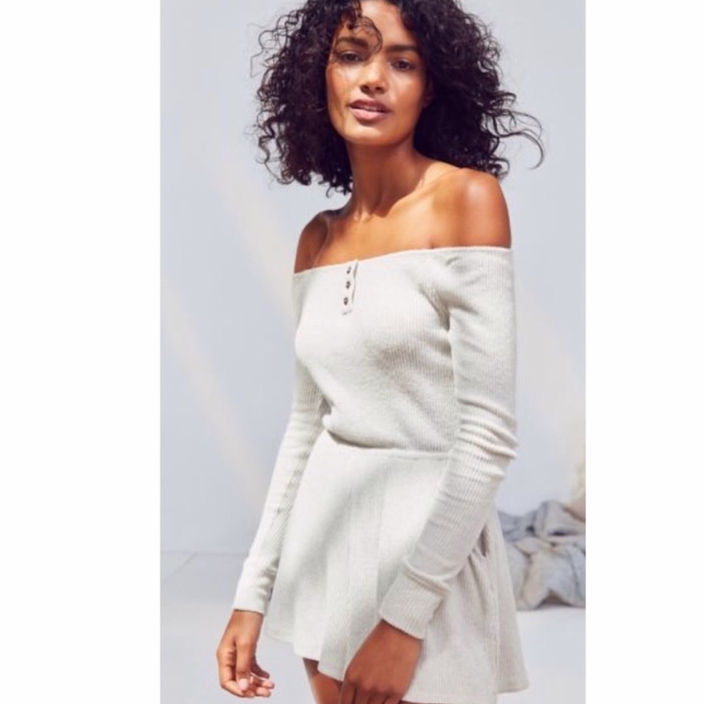 UO out from under ribbed off shoulder romper